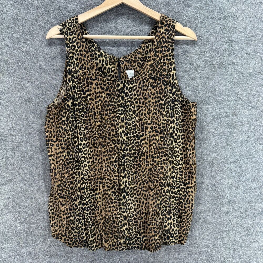 Unbranded Blouse Women XL Brown Animal Print Sleeveless Wide Strap Hook & Eye